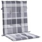 vidaXL Cojín silla de jardín respaldo bajo 4 uds tela a cuadros gris vidaXL Cojín silla de jardín respaldo bajo 4 uds tela a cuadros gris