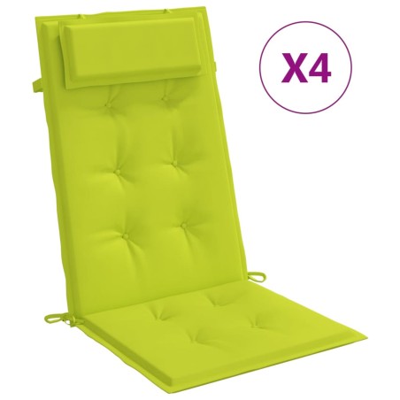 vidaXL Cojines de silla respaldo alto 4 uds tela Oxford verde brillo
