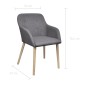 vidaXL Sillas de comedor 4 uds tela gris claro y madera maciza roble vidaXL Sillas de comedor 4 uds tela gris claro y madera maciza roble
