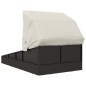 vidaXL Tumbona con toldo plegable ratán sintético negro 200x114x128 cm vidaXL Tumbona con toldo plegable ratán sintético negro 200x114x128 cm