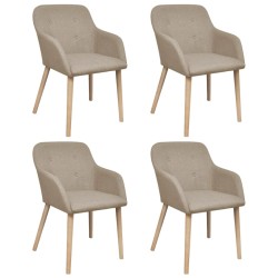vidaXL Sillas de comedor 4 unidades tela beige y madera maciza roble 