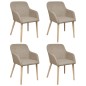 vidaXL Sillas de comedor 4 unidades tela beige y madera maciza roble vidaXL Sillas de comedor 4 unidades tela beige y madera maciza roble