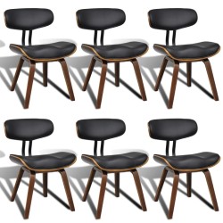 vidaXL Sillas de comedor 6 unidades madera curvada y cuero artificial  