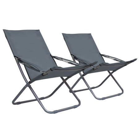 vidaXL Sillas de playa plegables 2 unidades tela gris