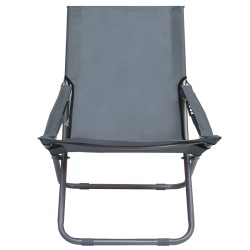 vidaXL Sillas de playa plegables 2 unidades tela gris
