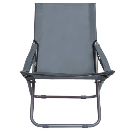 vidaXL Sillas de playa plegables 2 unidades tela gris