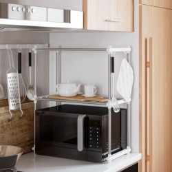 vidaXL Estantería para microondas aluminio blanco 51x27x63 cm