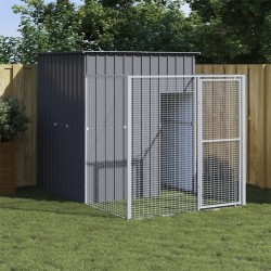 vidaXL Caseta perros con corral acero galvanizado gris 165x251x181 cm