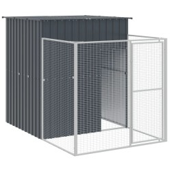 vidaXL Caseta perros con corral acero galvanizado gris 165x251x181 cm
