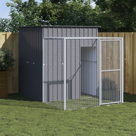vidaXL Gallinero con corral acero galvanizado gris 165x251x181 cm