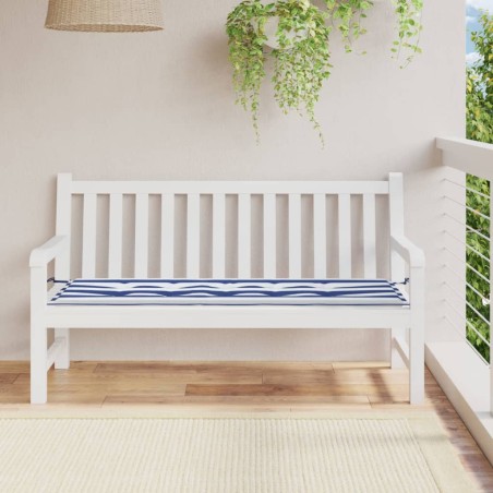 vidaXL Cojín banco jardín tela Oxford a rayas azul y blanco 150x50x3cm