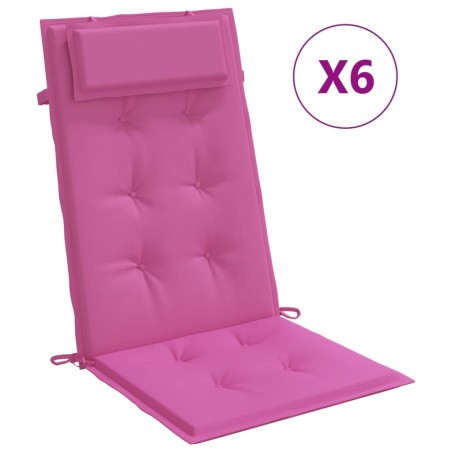 vidaXL Cojines para silla con respaldo alto 6 uds tela Oxford rosa
