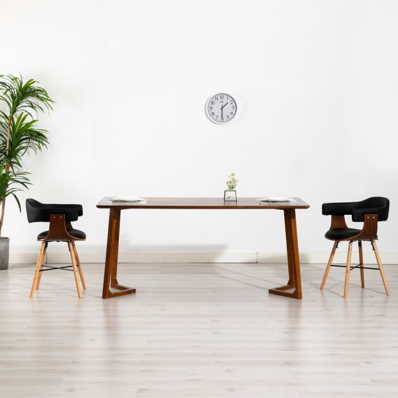 vidaXL Sillas de comedor 2 uds cuero sintético y madera curvada negro vidaXL Sillas de comedor 2 uds cuero sintético y madera curvada negro