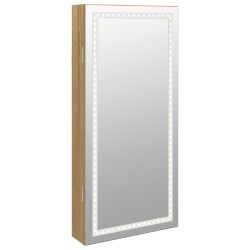 vidaXL Espejo con joyero y luces LED para pared