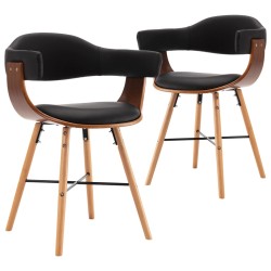 vidaXL Sillas de comedor 2 uds cuero sintético y madera curvada negro