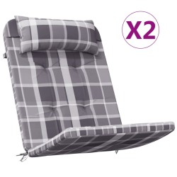 vidaXL Cojines para silla Adirondack 2 uds tela Oxford a cuadros gris