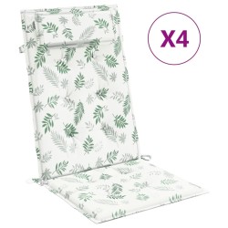 vidaXL Cojines silla respaldo alto 4 uds tela Oxford estampado hojas