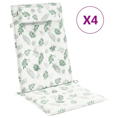 vidaXL Cojines silla respaldo alto 4 uds tela Oxford estampado hojas