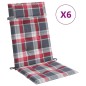 vidaXL Cojines de silla respaldo alto 6 uds tela Oxford a cuadros rojo vidaXL Cojines de silla respaldo alto 6 uds tela Oxford a cuadros rojo