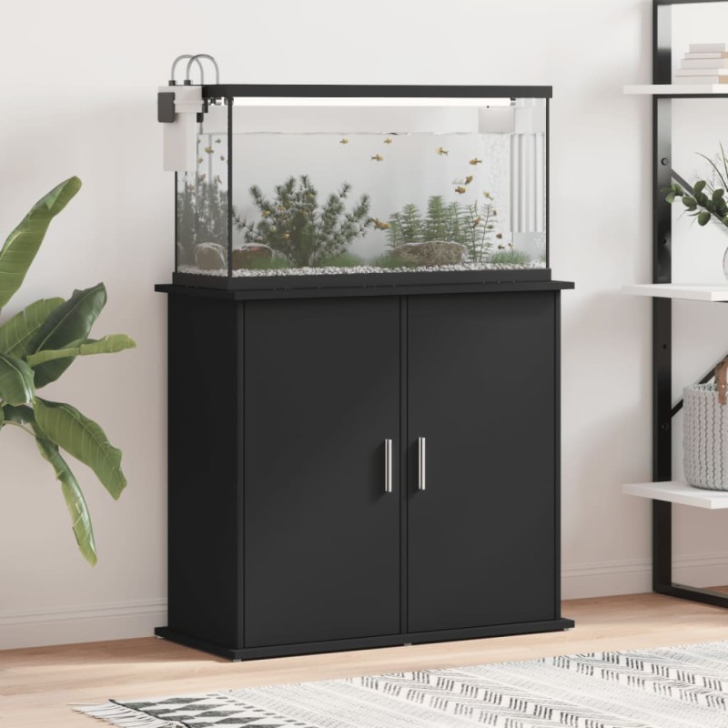 vidaXL Soporte para acuario madera de ingeniería negro 81x36x73 cm