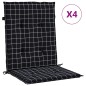 vidaXL Cojines para silla con respaldo bajo 4 uds tela a cuadros negro vidaXL Cojines para silla con respaldo bajo 4 uds tela a cuadros negro