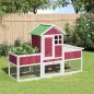 vidaXL Conejera de madera maciza de pino roja 170x63x113 cm