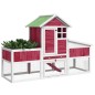 vidaXL Conejera de madera maciza de pino roja 170x63x113 cm