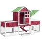 vidaXL Conejera de madera maciza de pino roja 170x63x113 cm