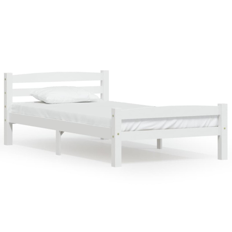 vidaXL Estructura de cama de madera maciza de pino blanca 100x200 cm vidaXL Estructura de cama de madera maciza de pino blanca 100x200 cm