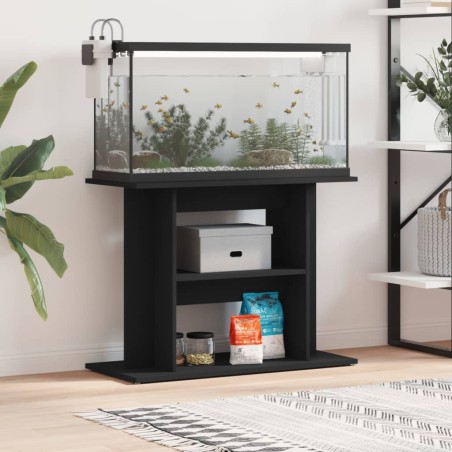 vidaXL Soporte para acuario madera de ingeniería negro 80x35x60 cm
