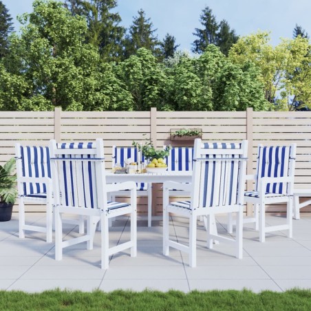 vidaXL Cojines silla de respaldo bajo 6 uds tela a rayas azul y blanco