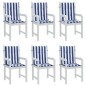 vidaXL Cojines silla de respaldo bajo 6 uds tela a rayas azul y blanco vidaXL Cojines silla de respaldo bajo 6 uds tela a rayas azul y blanco