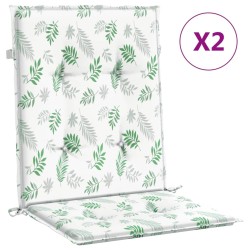 vidaXL Cojines de silla de respaldo bajo 2 uds tela estampado de hojas
