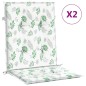 vidaXL Cojines de silla de respaldo bajo 2 uds tela estampado de hojas vidaXL Cojines de silla de respaldo bajo 2 uds tela estampado de hojas