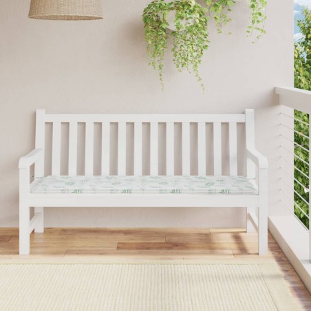 vidaXL Cojín banco de jardín tela Oxford estampado hojas 150x50x3 cm