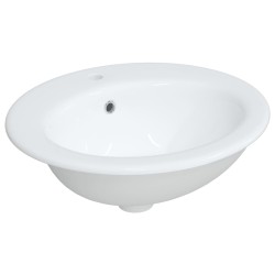 vidaXL Lavabo de baño ovalado cerámica blanco 52x46x20 cm