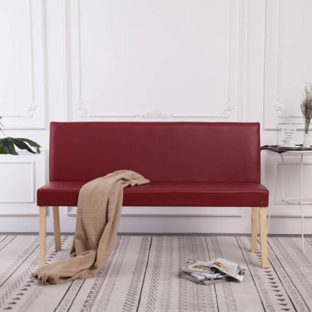 vidaXL Banco de cuero sintético 139,5 cm color vino tinto