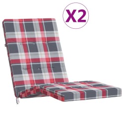 vidaXL Cojines para tumbona 2 uds tela Oxford a cuadros rojo