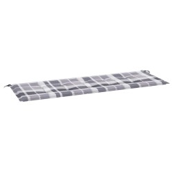 vidaXL Cojín de banco de jardín tela Oxford a cuadros gris 150x50x3 cm