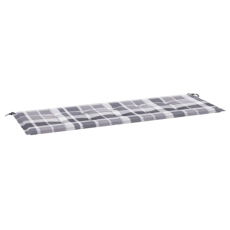 vidaXL Cojín de banco de jardín tela Oxford a cuadros gris 150x50x3 cm