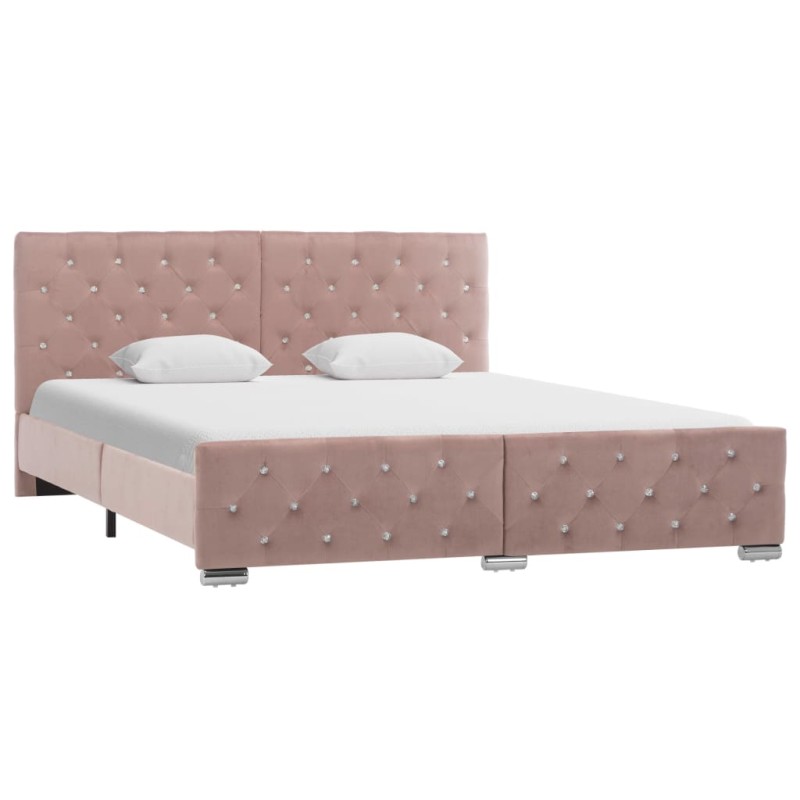 vidaXL Estructura de cama de terciopelo rosa 160x200 cm vidaXL Estructura de cama de terciopelo rosa 160x200 cm