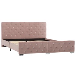 vidaXL Estructura de cama de terciopelo rosa 160x200 cm