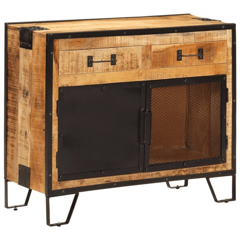 vidaXL Aparador de madera maciza mango sin tratar y metal 80x31x66 cm vidaXL Aparador de madera maciza mango sin tratar y metal 80x31x66 cm