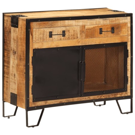vidaXL Aparador de madera maciza mango sin tratar y metal 80x31x66 cm