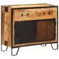 vidaXL Aparador de madera maciza mango sin tratar y metal 80x31x66 cm vidaXL Aparador de madera maciza mango sin tratar y metal 80x31x66 cm