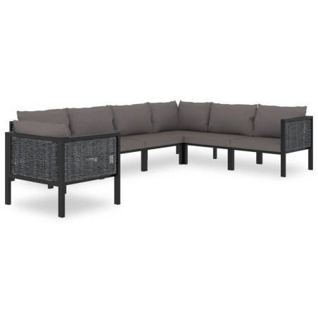 vidaXL Muebles jardín 7 pzas y cojines ratán sintético gris antracita