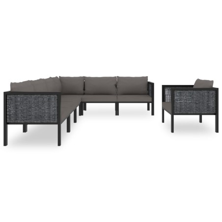 vidaXL Muebles jardín 7 pzas y cojines ratán sintético gris antracita