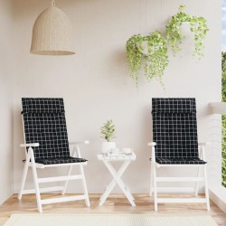 vidaXL Cojines silla respaldo alto 2 uds tela Oxford a cuadros negro