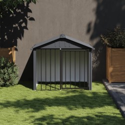vidaXL Caseta perros con tejado acero galvanizado negro 117x103x102 cm
