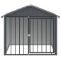 vidaXL Caseta perros con tejado acero galvanizado negro 117x103x102 cm